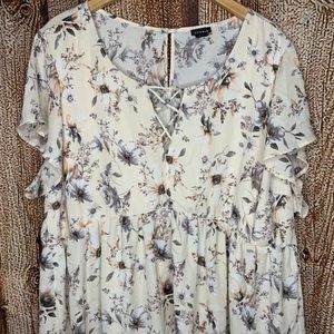 Torrid Ivory Floral Blouse Women's Plus Size 4